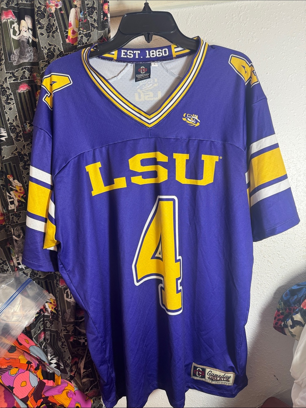 Purple Gameday Greats Licensed LSU Tigers L  Jersey # 4 Perkins Jr
